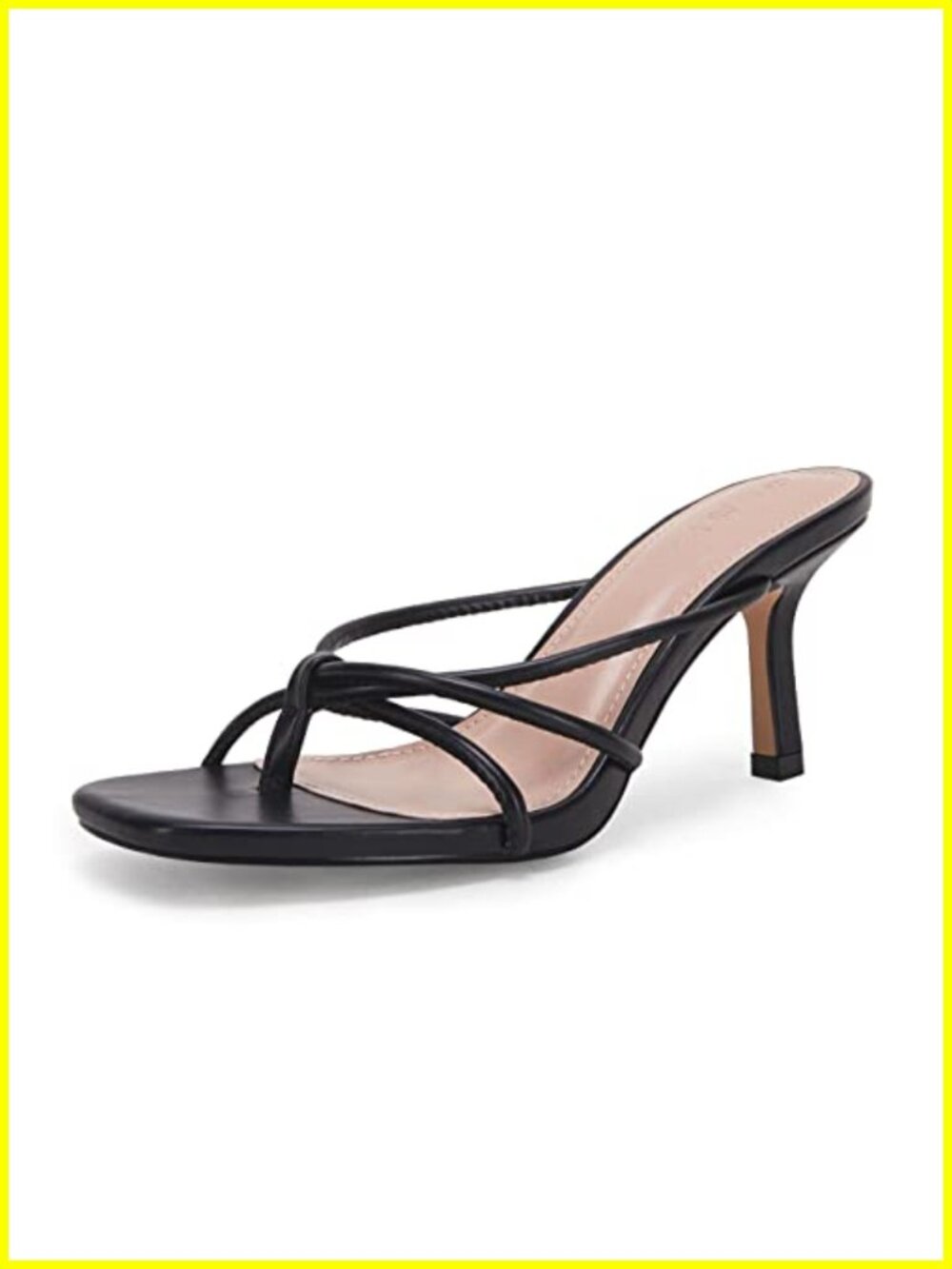 Women's Strappy Stiletto Heeled Sandals Square Open Toe Thong Slip On